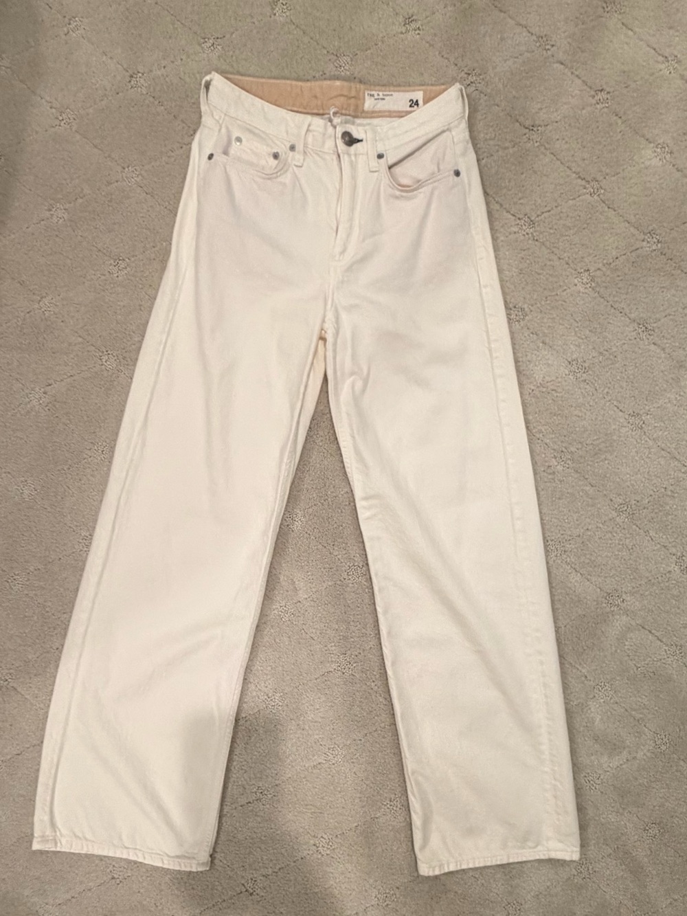 rag & bone Cream Straight Leg Jeans